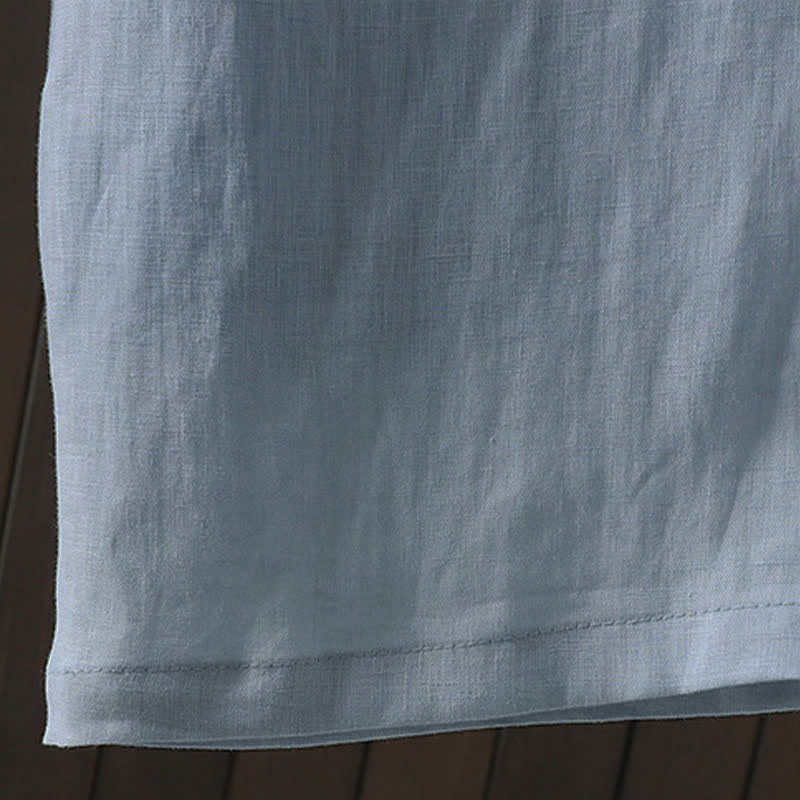 Summer Casual Minimalist Drawstring Solid Cotton Linen Ankle Pants Women's Straight Leg Pants With Pocket