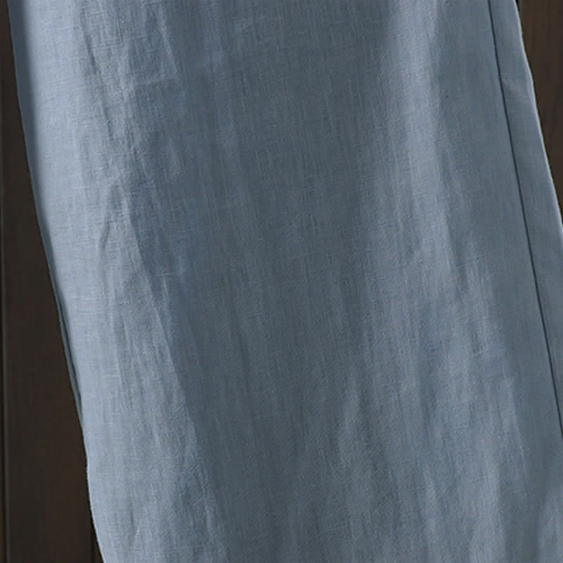Summer Casual Minimalist Drawstring Solid Cotton Linen Ankle Pants Women's Straight Leg Pants With Pocket