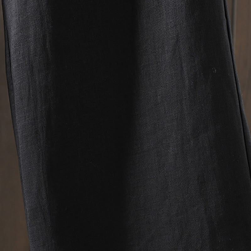Summer Casual Minimalist Drawstring Solid Cotton Linen Ankle Pants Women's Straight Leg Pants With Pocket