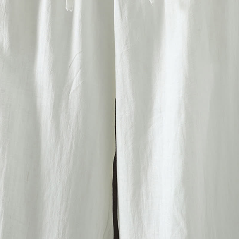 Summer Casual Minimalist Drawstring Solid Cotton Linen Ankle Pants Women's Straight Leg Pants With Pocket