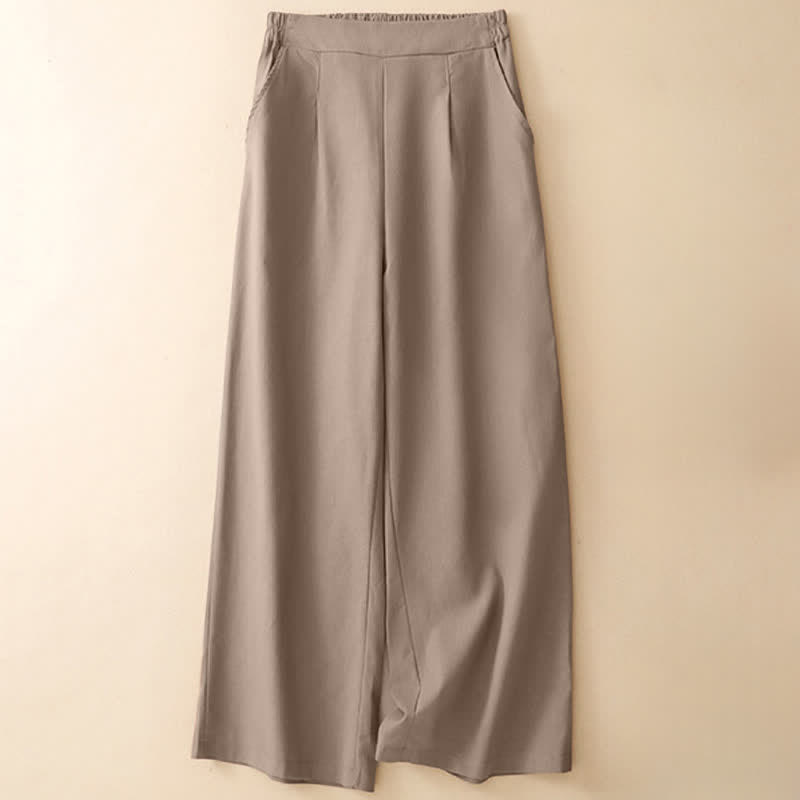 Summer Minimalist Elegant Solid Cropped Pants Women's Straight Leg Pants With Pockets
