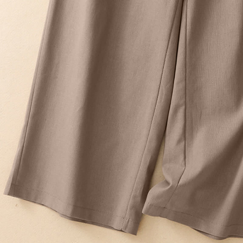 Summer Minimalist Elegant Solid Cropped Pants Women's Straight Leg Pants With Pockets