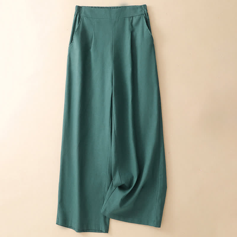 Summer Minimalist Elegant Solid Cropped Pants Women's Straight Leg Pants With Pockets