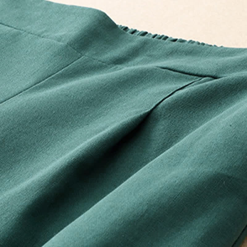 Summer Minimalist Elegant Solid Cropped Pants Women's Straight Leg Pants With Pockets