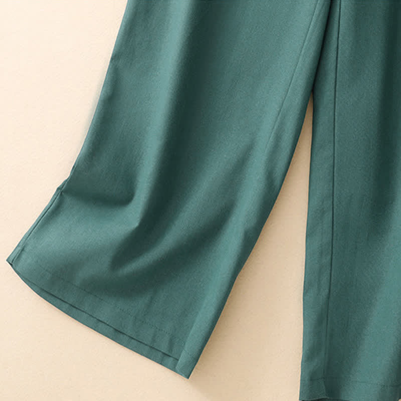 Summer Minimalist Elegant Solid Cropped Pants Women's Straight Leg Pants With Pockets