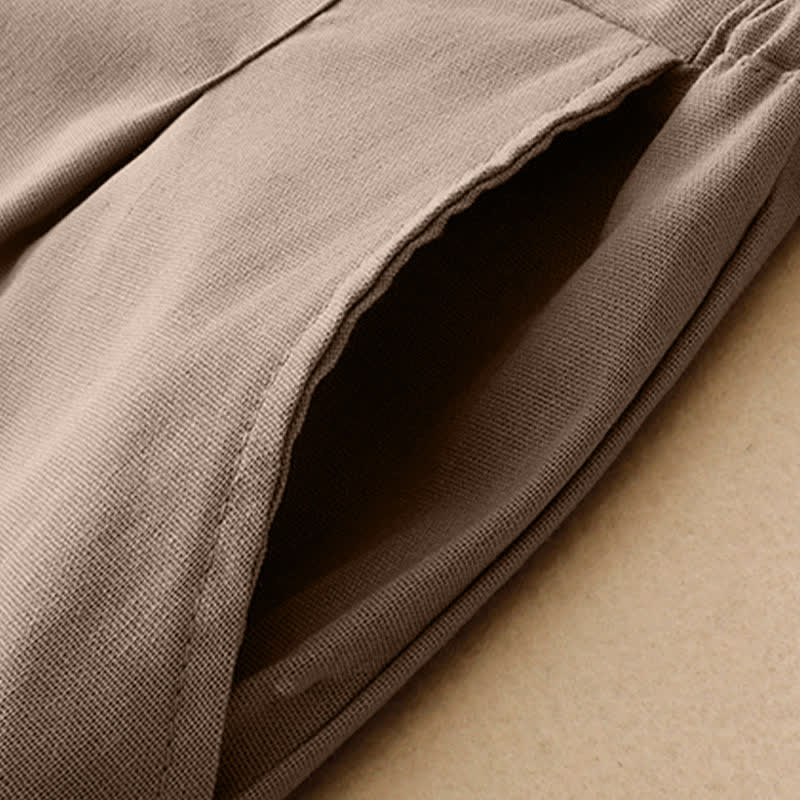 Summer Minimalist Elegant Solid Cropped Pants Women's Straight Leg Pants With Pockets