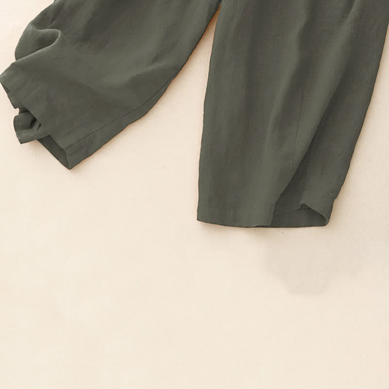 Summer Casual Minimalist Drawstring Solid Ankle Pants Women's Straight Leg Pants With Pockets
