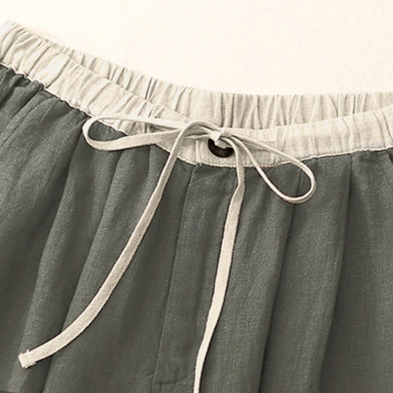 Summer Casual Minimalist Drawstring Solid Ankle Pants Women's Straight Leg Pants With Pockets
