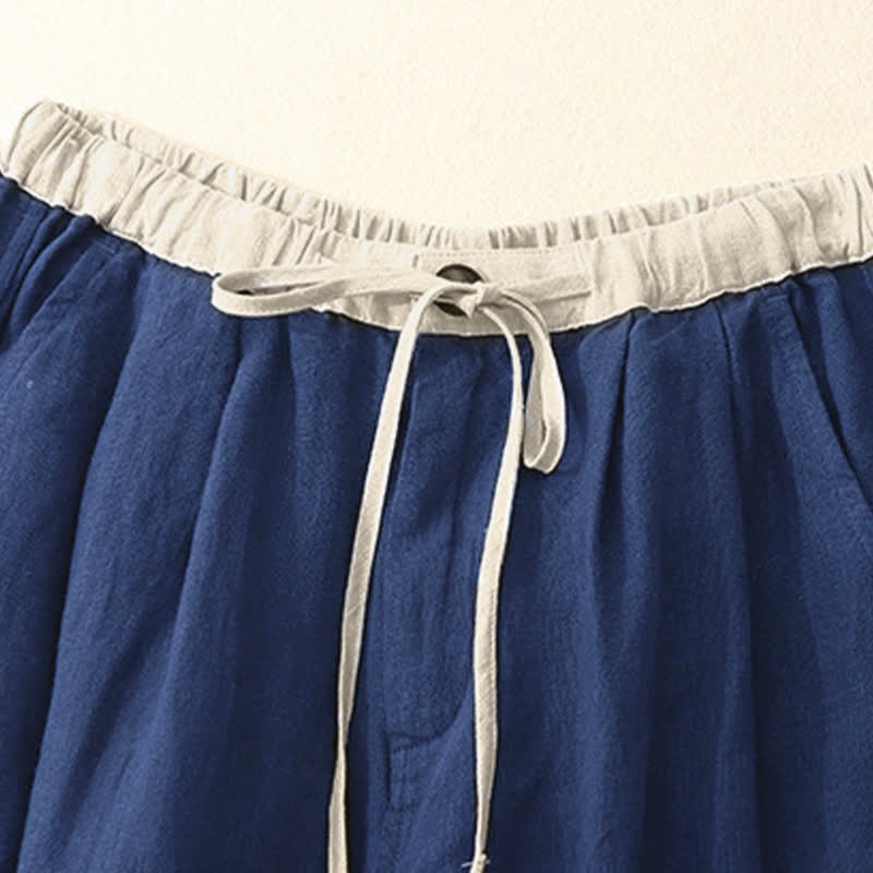 Summer Casual Minimalist Drawstring Solid Ankle Pants Women's Straight Leg Pants With Pockets