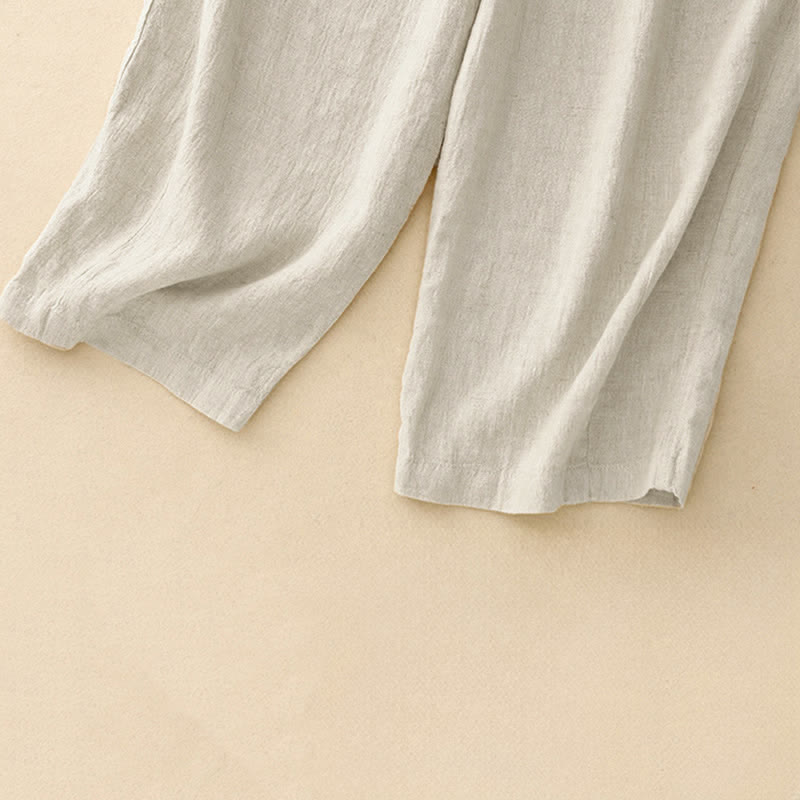 Summer Casual Minimalist Drawstring Solid Ankle Pants Women's Straight Leg Pants With Pockets