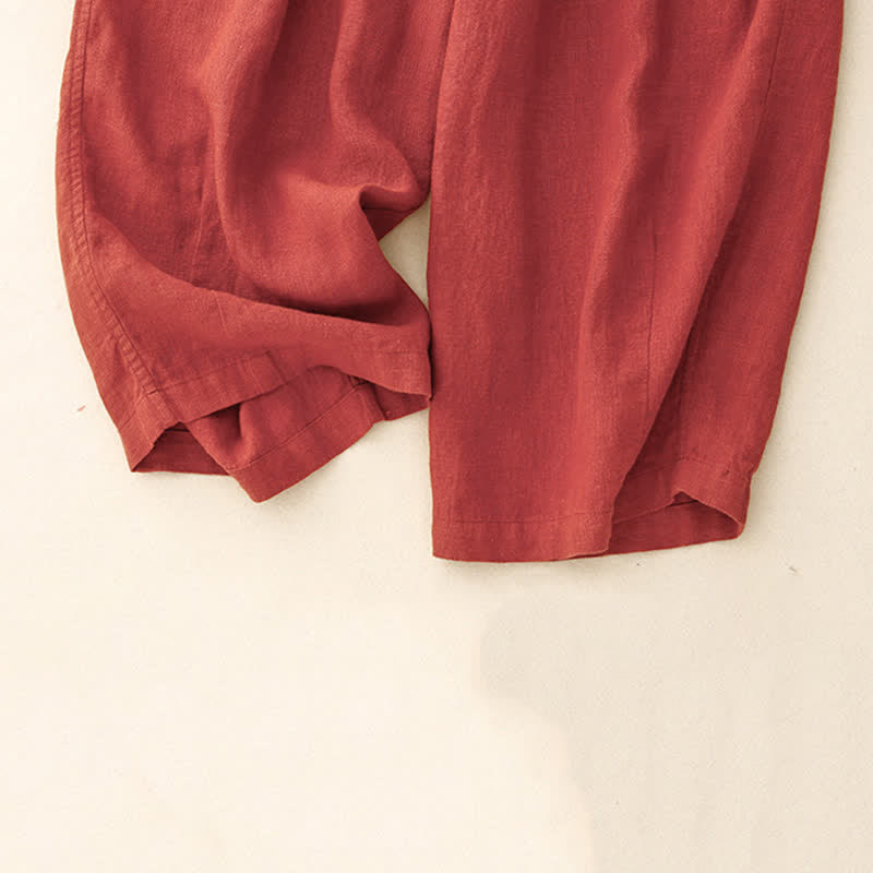 Summer Casual Minimalist Drawstring Solid Ankle Pants Women's Straight Leg Pants With Pockets