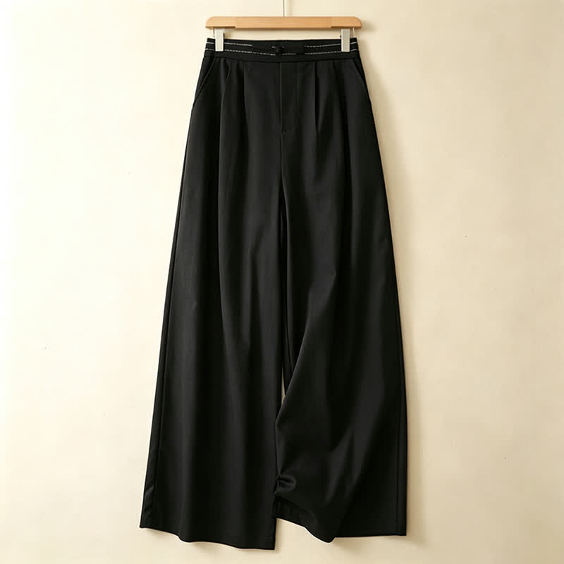 Summer Casual Minimalist Solid Ankle Pants One Frog Button Women's Straight Leg Pants With Pockets