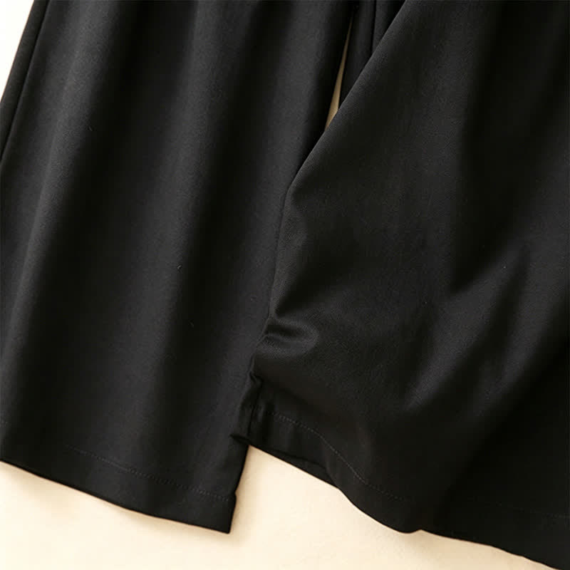 Summer Casual Minimalist Solid Ankle Pants One Frog Button Women's Straight Leg Pants With Pockets