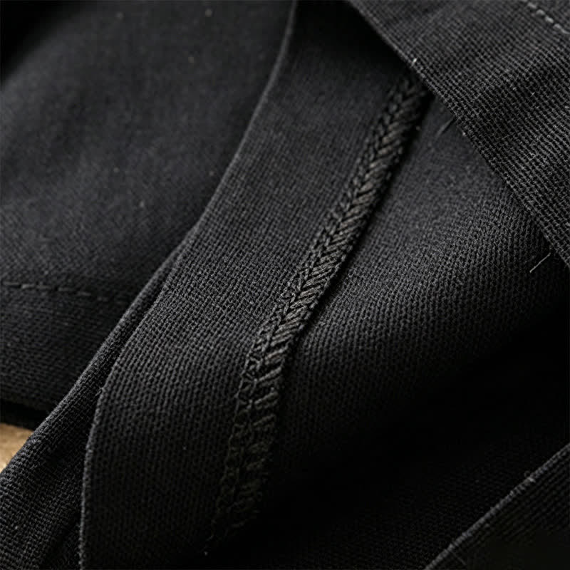 Summer Casual Minimalist Solid Ankle Pants One Frog Button Women's Straight Leg Pants With Pockets