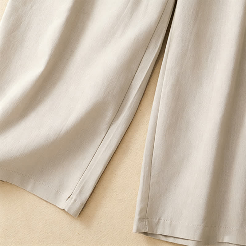Summer Casual Minimalist Solid Ankle Pants One Frog Button Women's Straight Leg Pants With Pockets