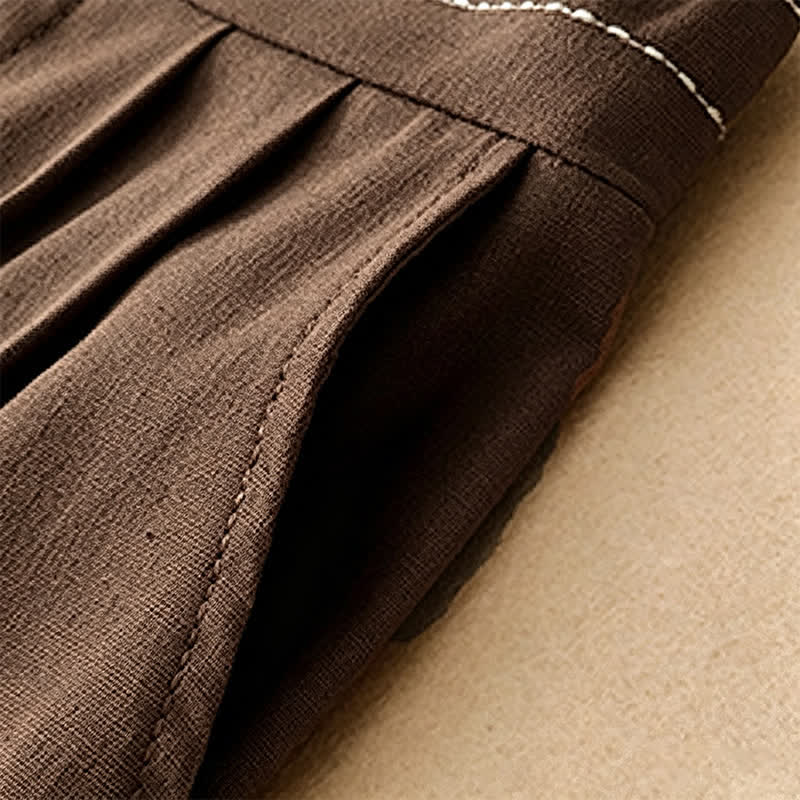 Summer Casual Minimalist Solid Ankle Pants One Frog Button Women's Straight Leg Pants With Pockets