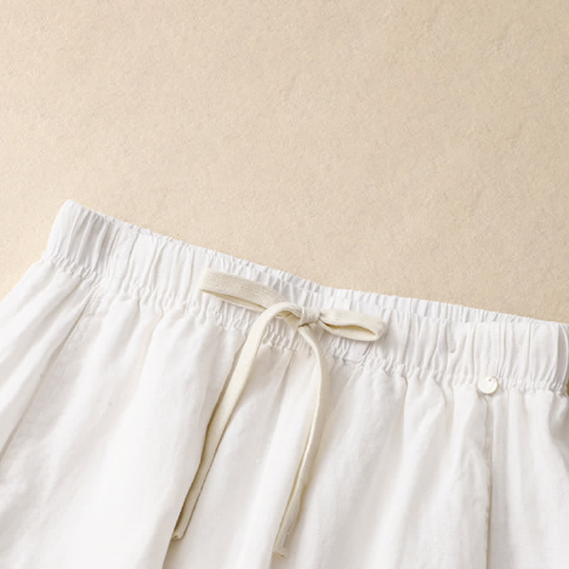 Summer Casual Minimalist Drawstring Solid Ankle Pants Women's Straight Leg Pants With Pocket