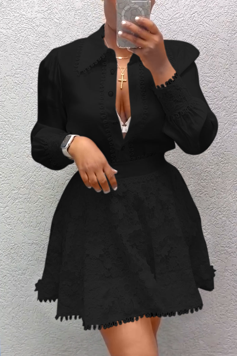 Women's Elegant Long-sleeved Lace Dress