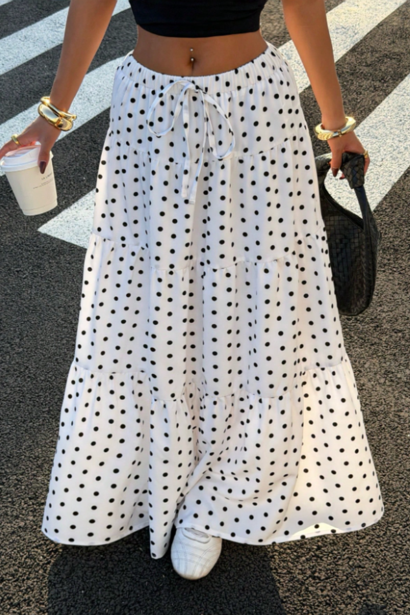 Women's White Polka Dot Casual Vacation Skirt For Going Out Outfits