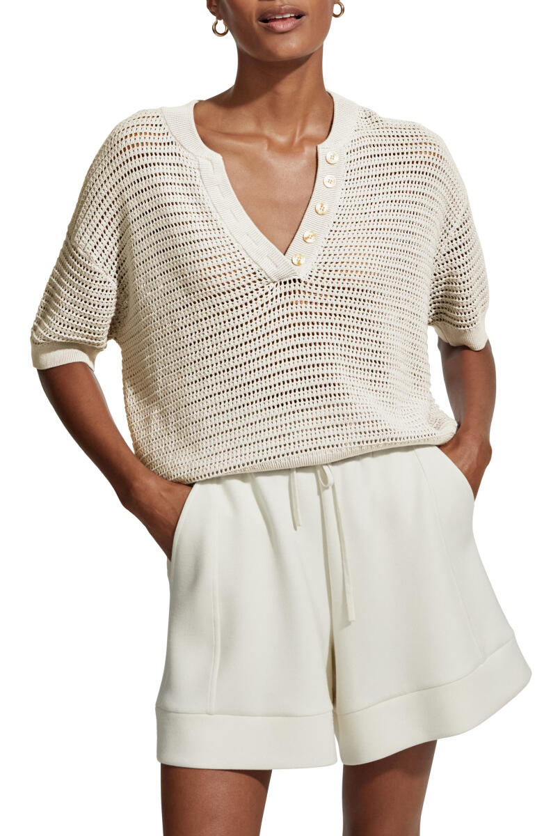 Women Casual V-neck Hollow Top or Drawstring Shorts