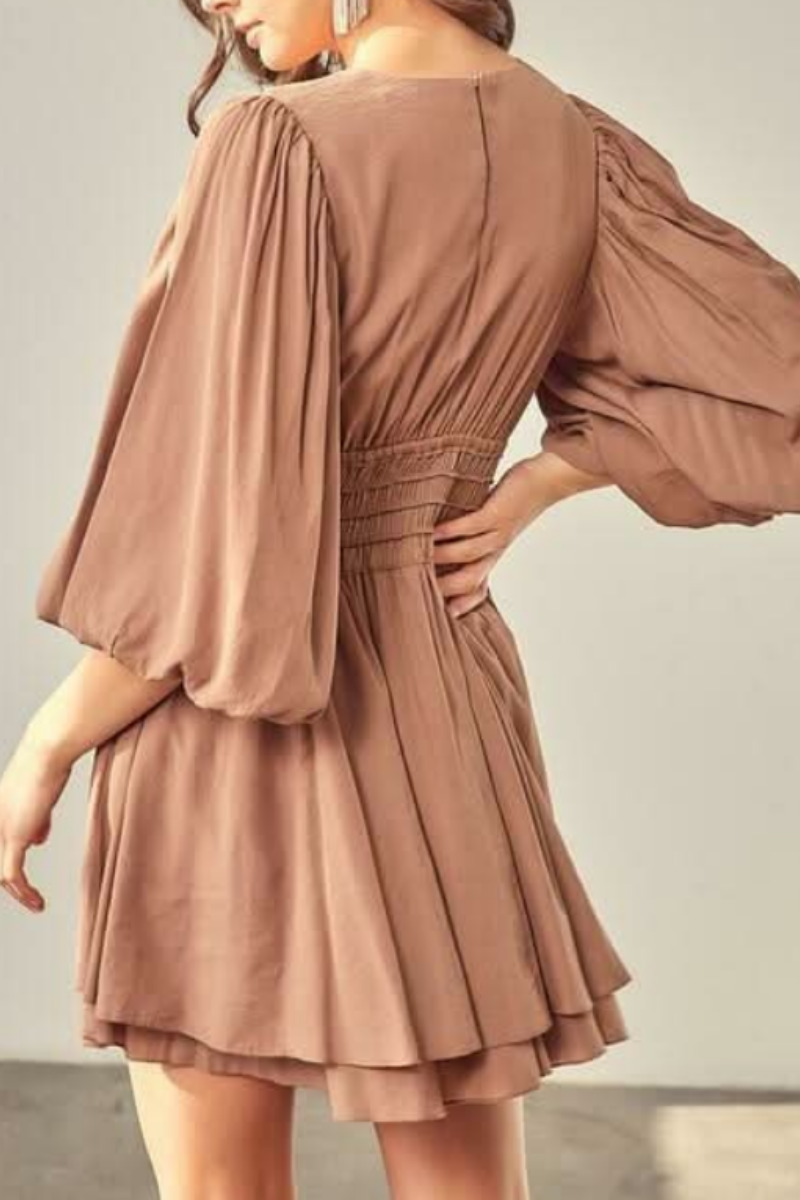 Women Puff Sleeve Mini Dress