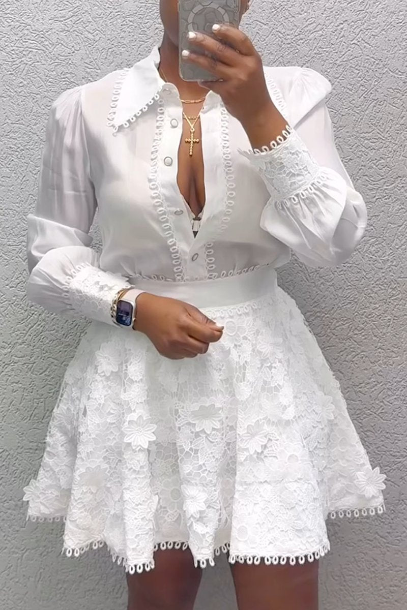Women's Elegant Long-sleeved Lace Dress