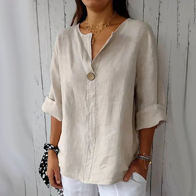 mrostoTM-Women's Linen-Cotton V-Neck Comfortable Top