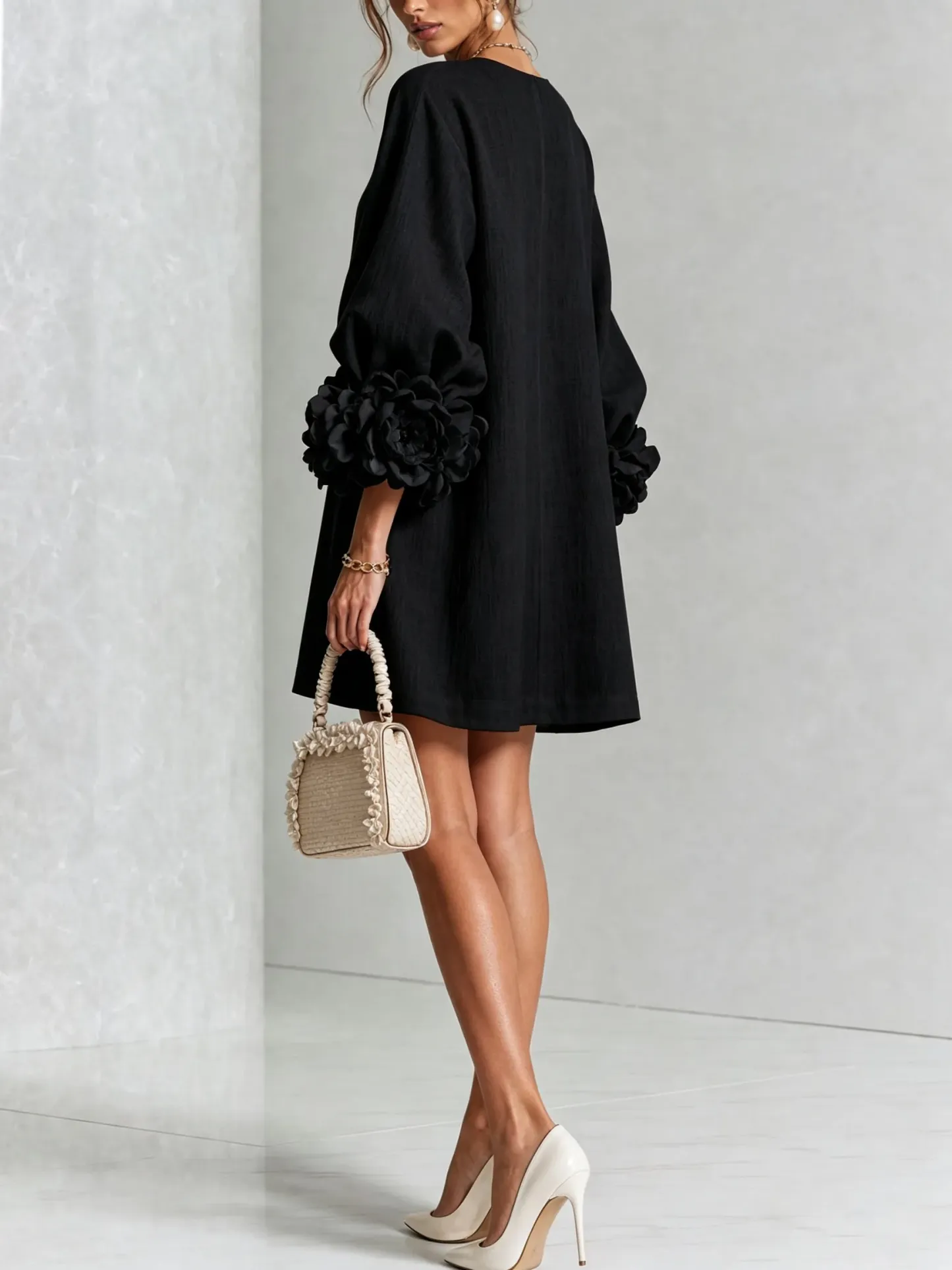 Printed button-front mini dress