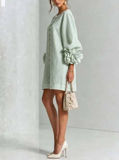 Printed button-front mini dress