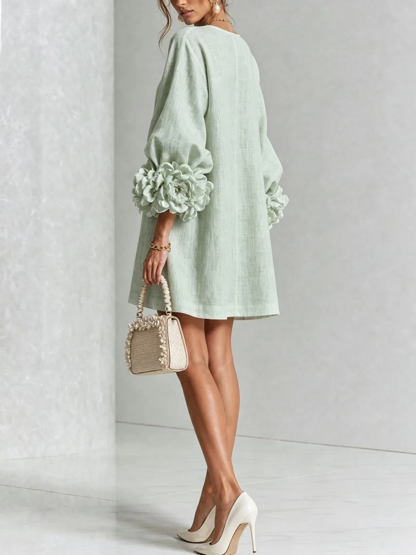 Printed button-front mini dress