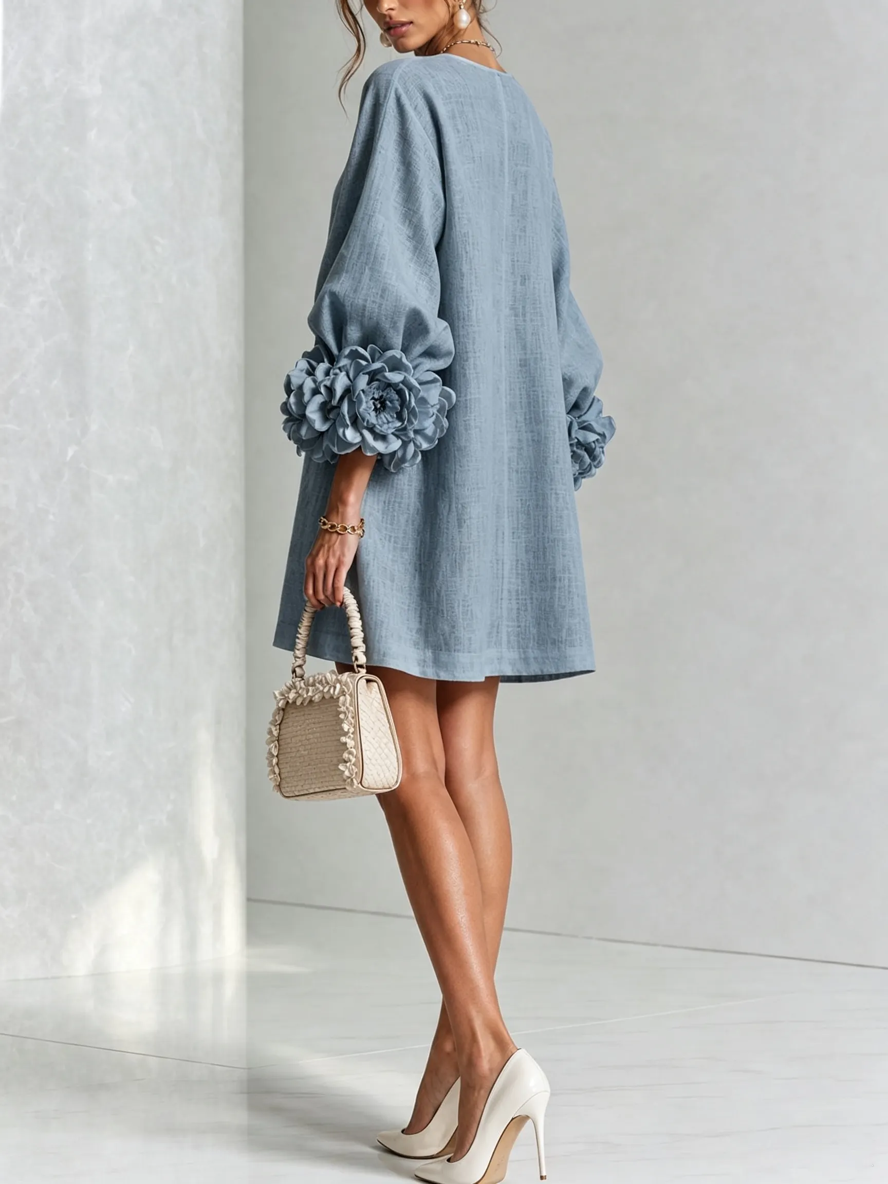 Printed button-front mini dress