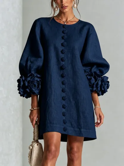 Printed button-front mini dress