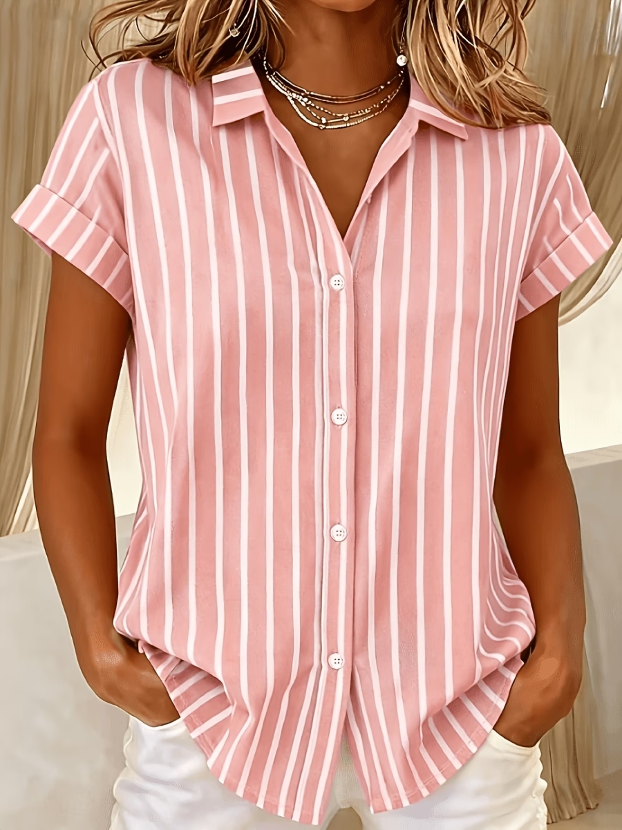 NEW ARRIVALS🔥Women'S Summer Vertical Striped Button-Up Shirt