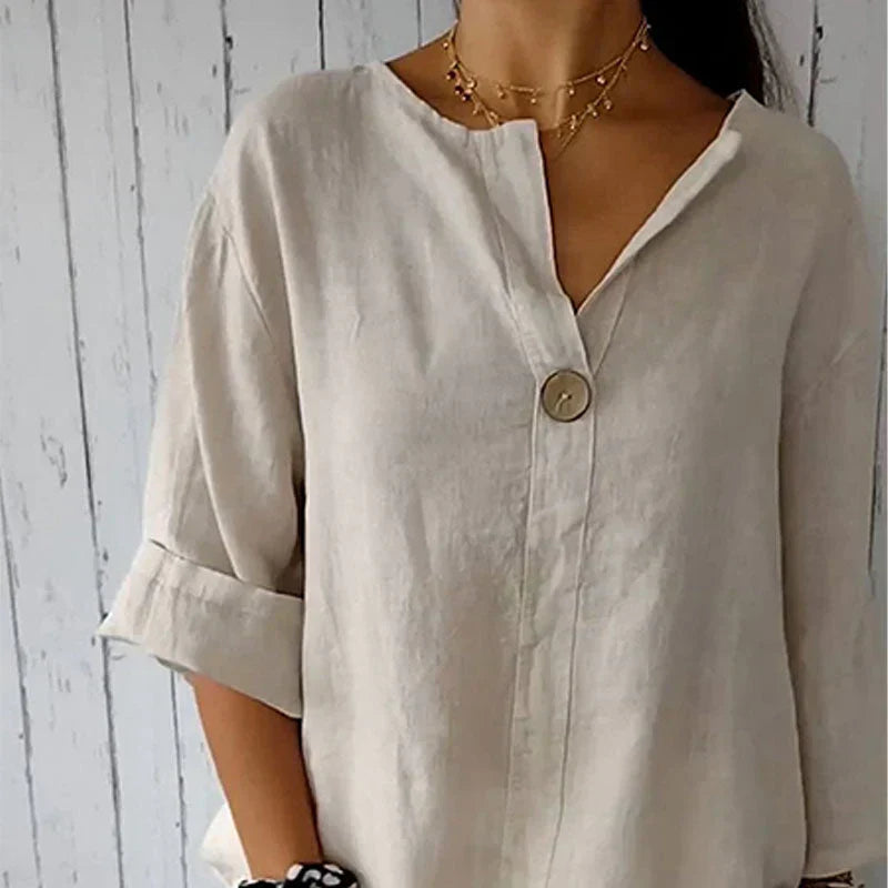 mrostoTM-Women's Linen-Cotton V-Neck Comfortable Top