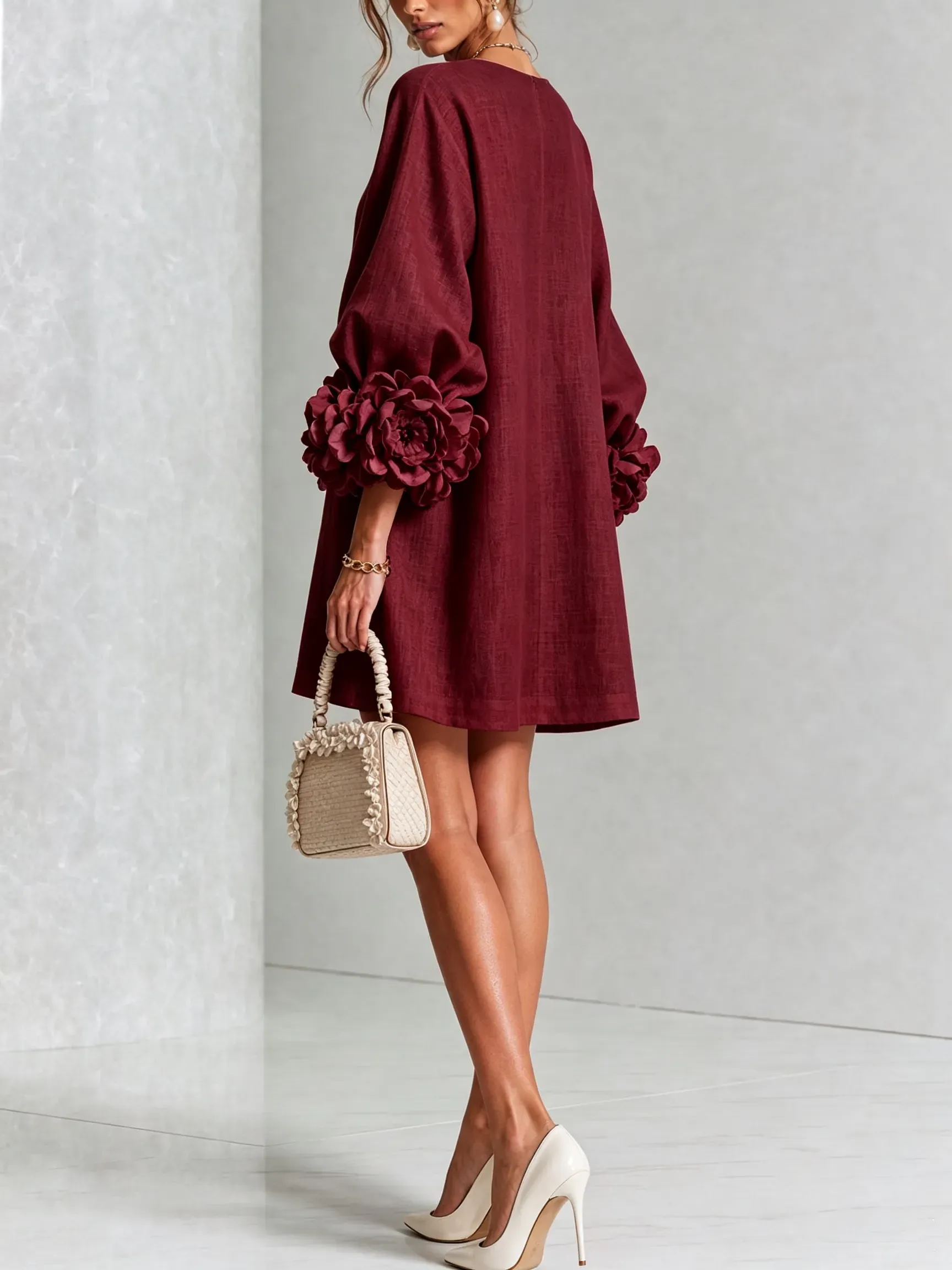 Printed button-front mini dress