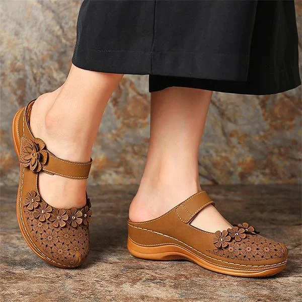 Comfy Floral Slip-On Wedge Sandal