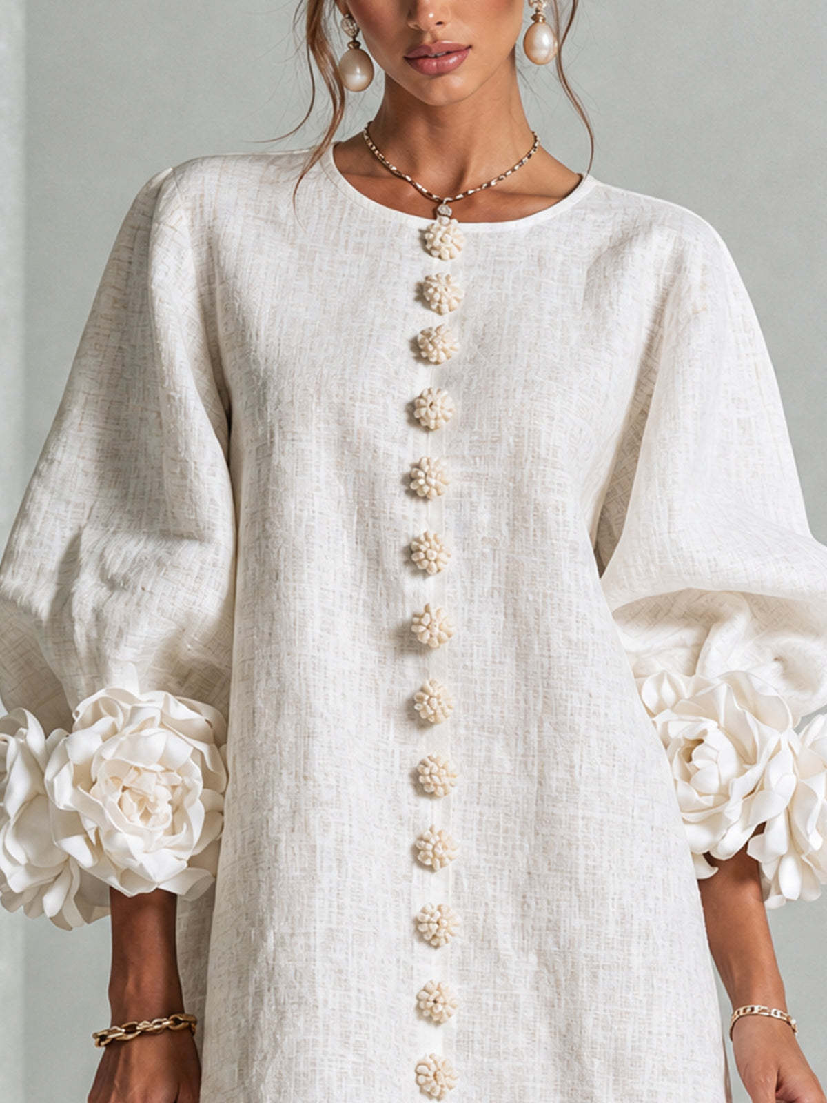 Printed button-front mini dress