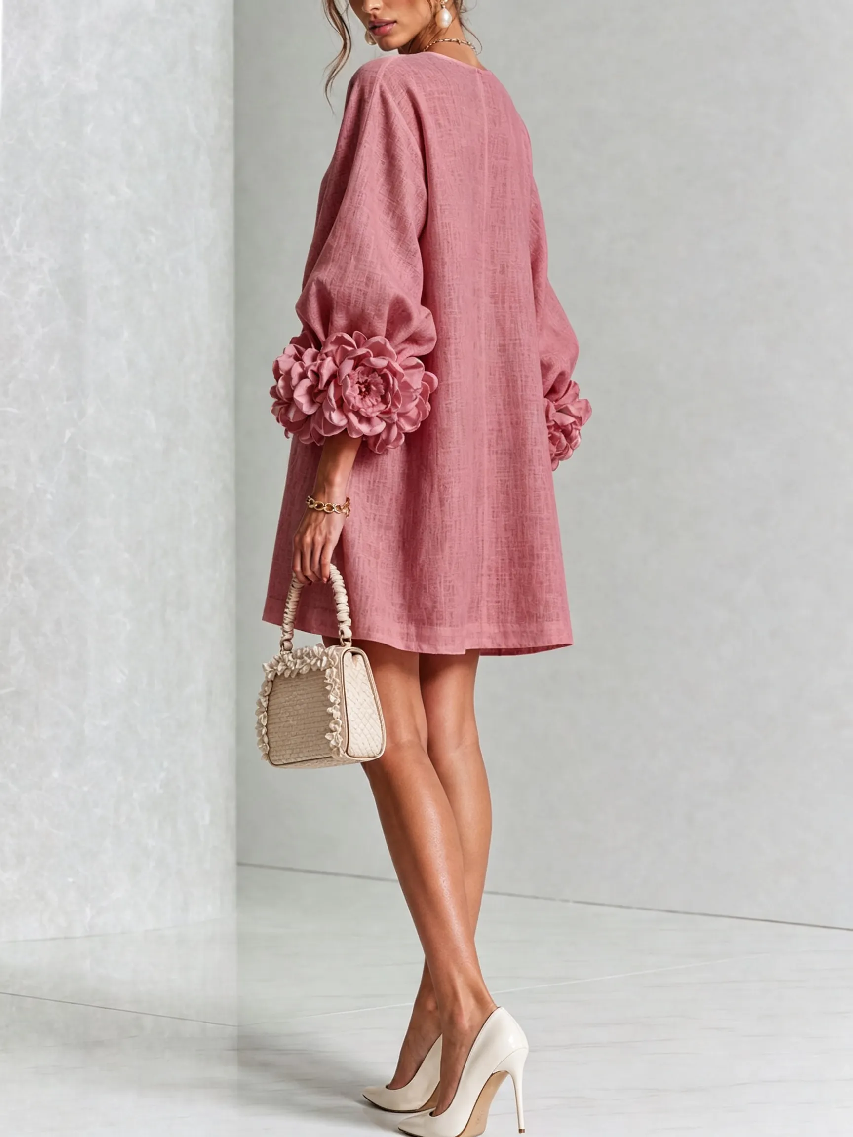 Printed button-front mini dress