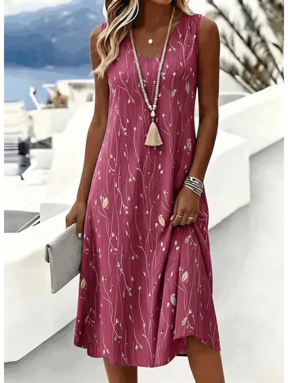 Women's Midi Dress Sundress A Line Dress Off The Shoulder Dress Vacation Holiday Regular Fit Floral Graphic Geometric Sleeveless V Neck