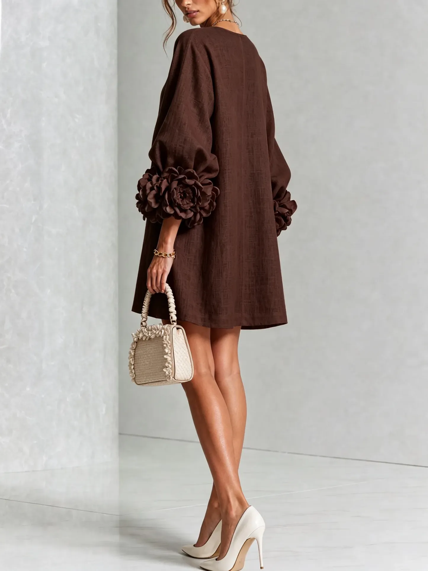Printed button-front mini dress