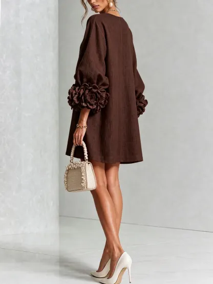 Printed button-front mini dress