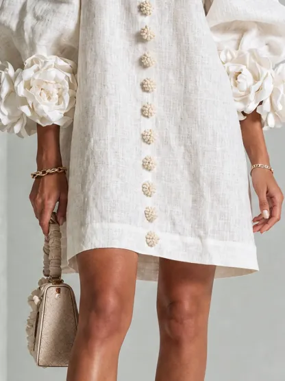 Printed button-front mini dress