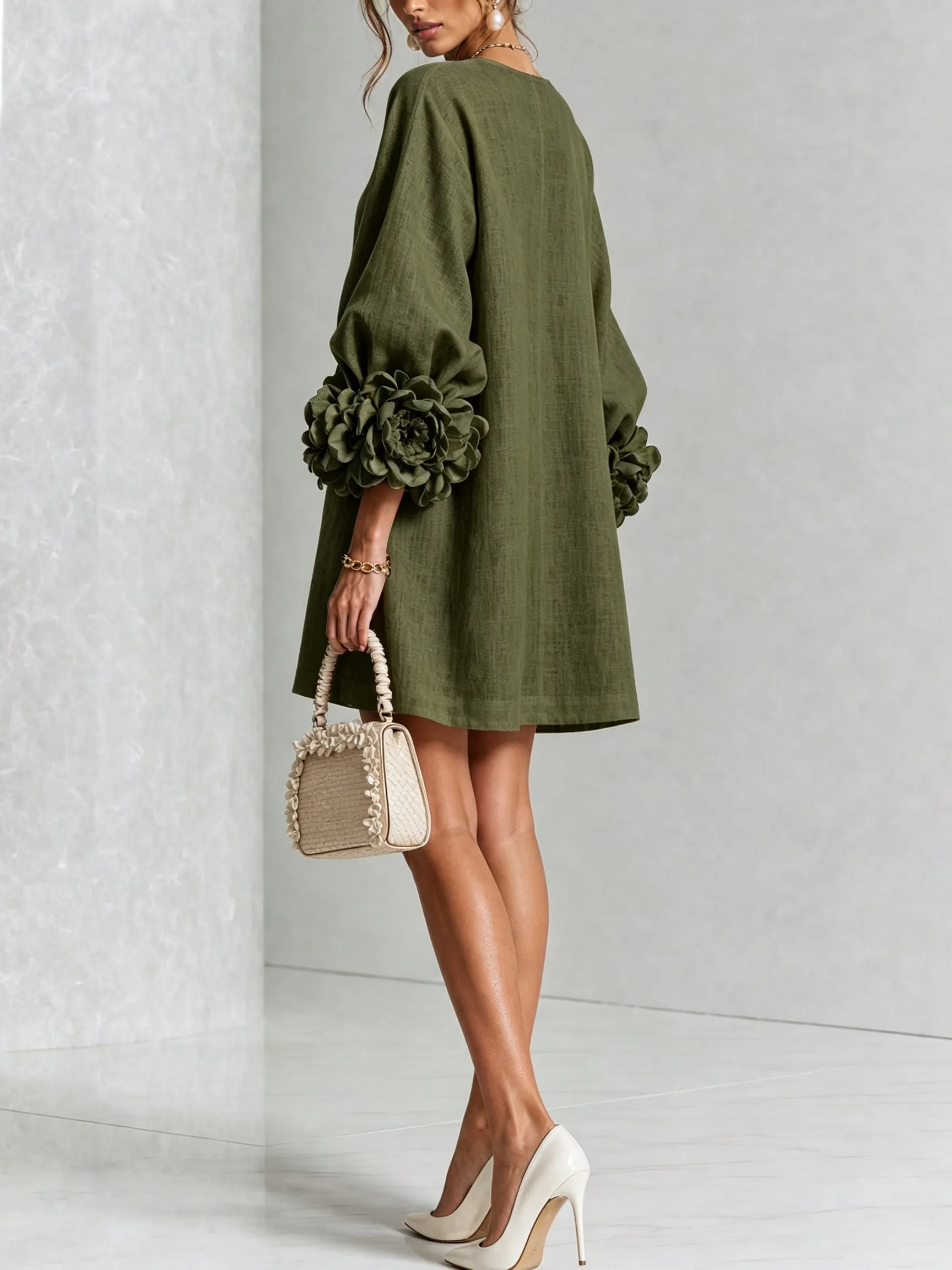 Printed button-front mini dress