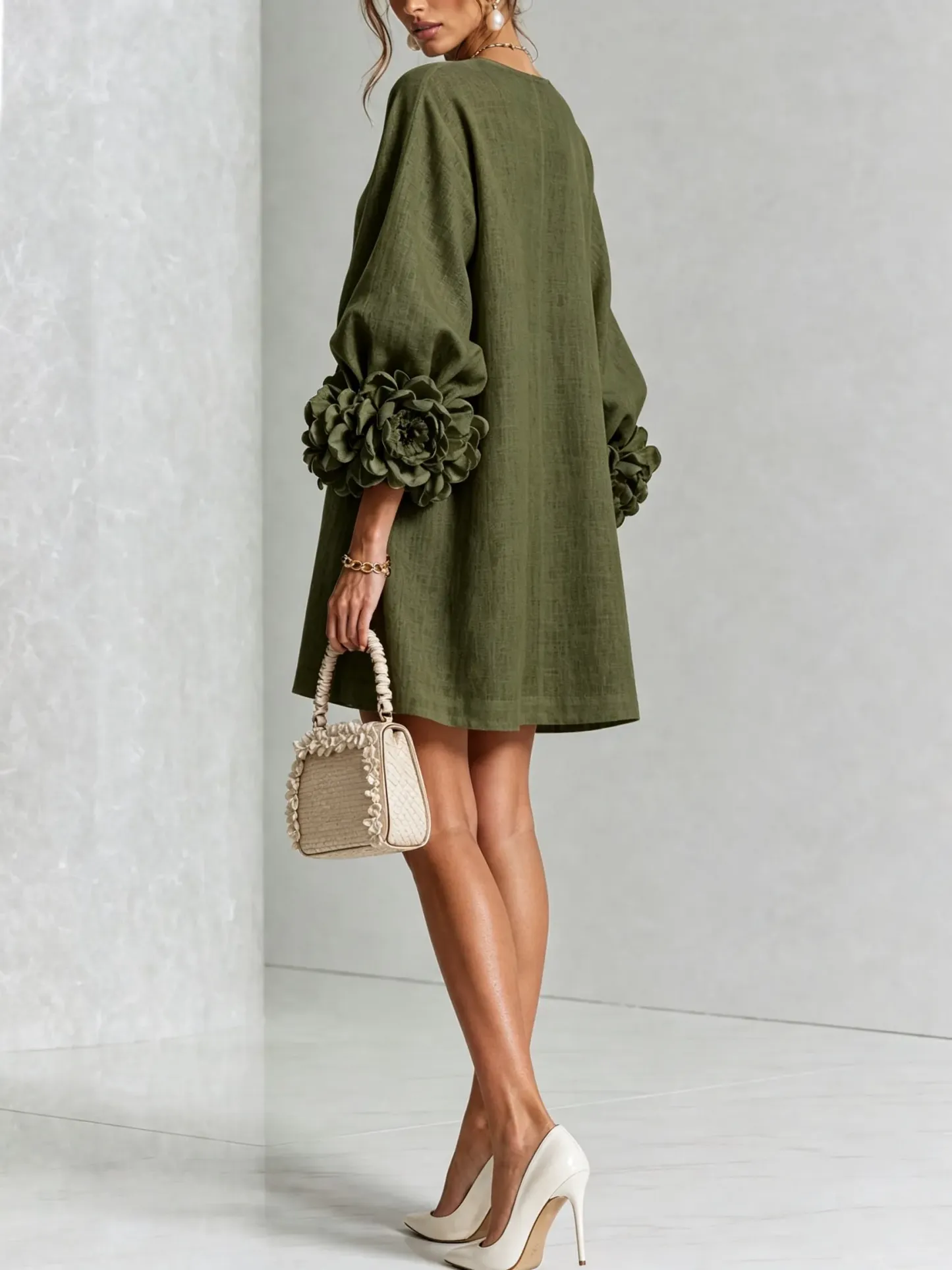 Printed button-front mini dress