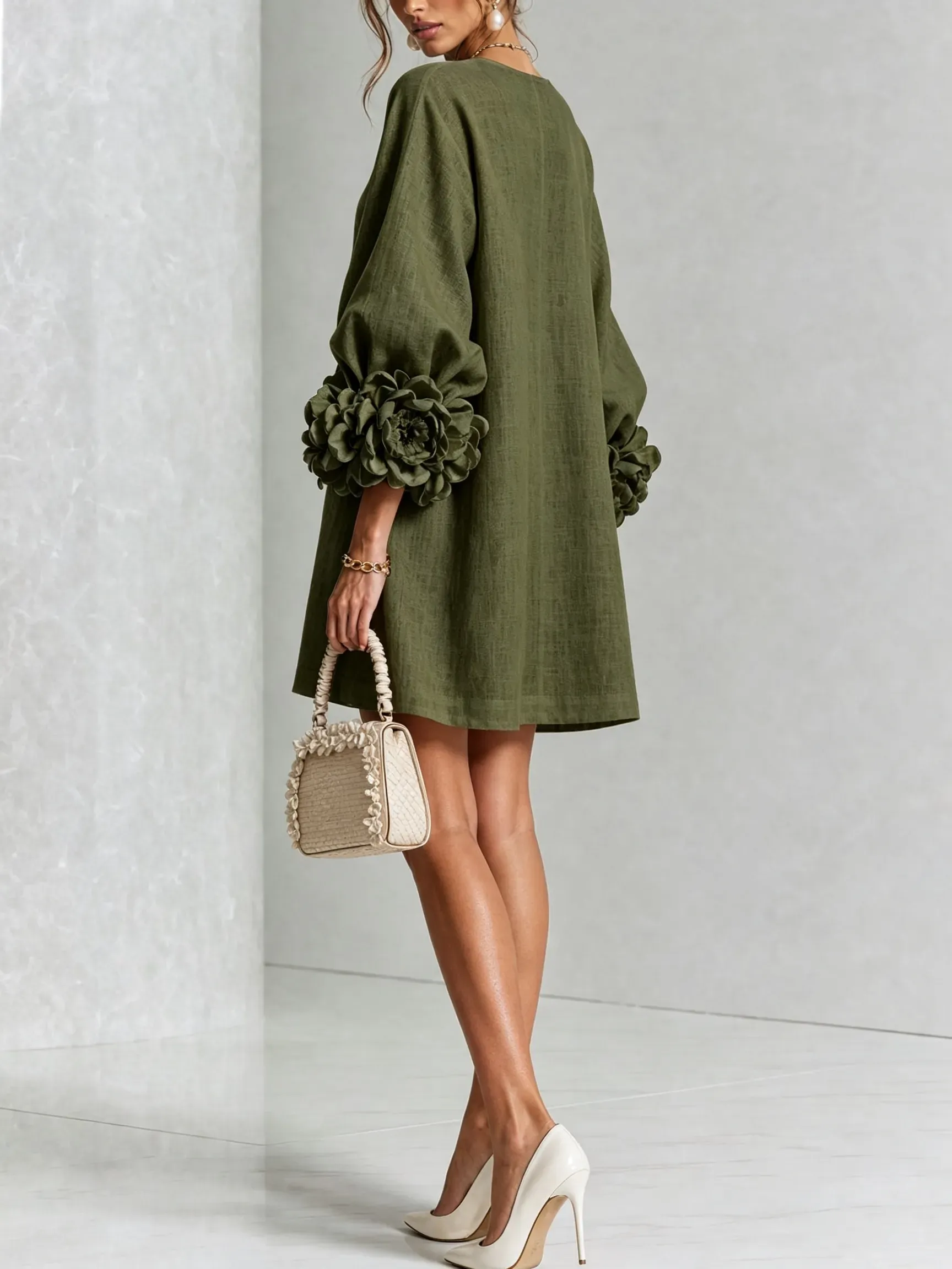 Printed button-front mini dress