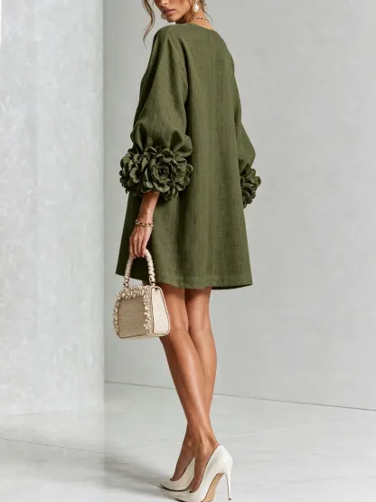 Printed button-front mini dress