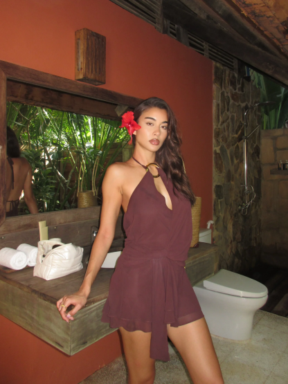 INDIGO MINI DRESS 2.0 - BURGUNDY ROMANTICA