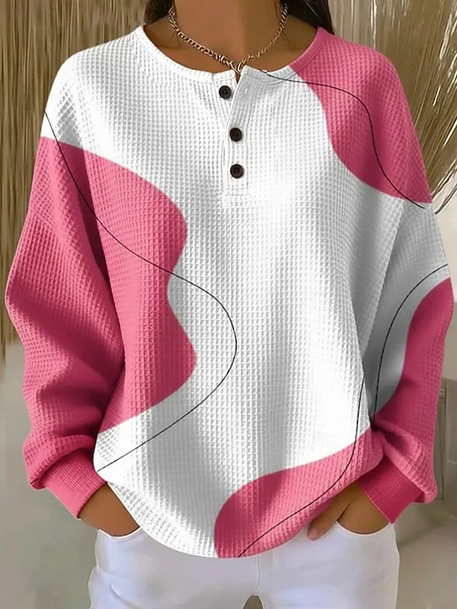 Women's Pullover Sweatshirt Abstract Casual Long Sleeve Round Neck Regular Tops