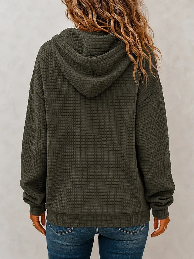 Women's Waffle Hoodies Pullover Hoodie Sweatshirt Pocket Fashion Casual Long Sleeve Hooded Regular Tops