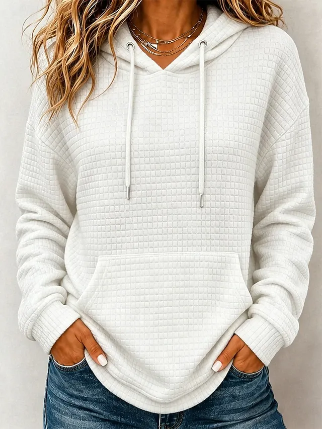 Women's Waffle Hoodies Pullover Hoodie Sweatshirt Pocket Fashion Casual Long Sleeve Hooded Regular Tops